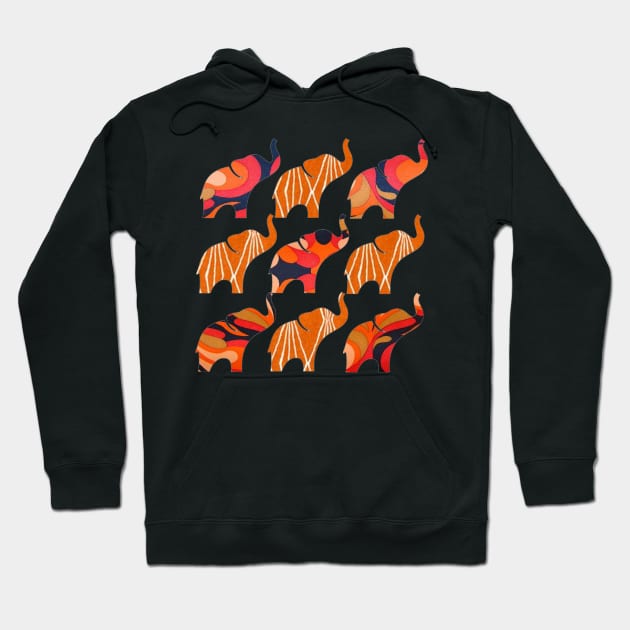 Orange Groove Elephant Print Hoodie by artbyomega